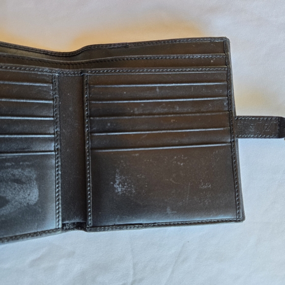 Vintage GUCCI Jackie Bi Fold Wallet Leather Metal Square Buckle Gold Hardware - Picture 8 of 14